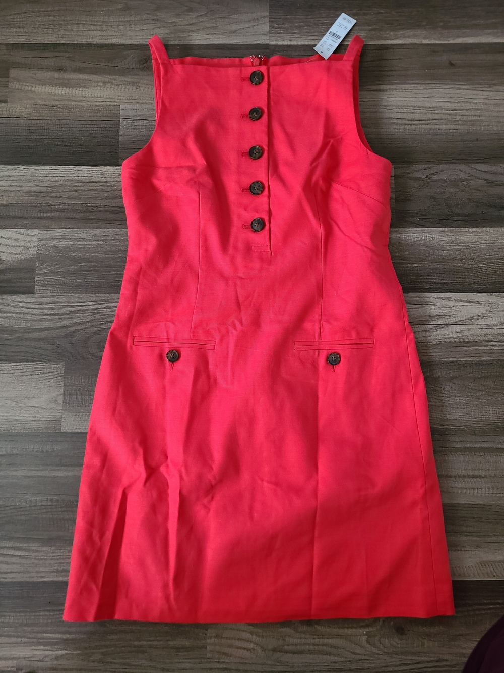 J.Crew Coral Red Sleeveless Button-Front Dress Nwt